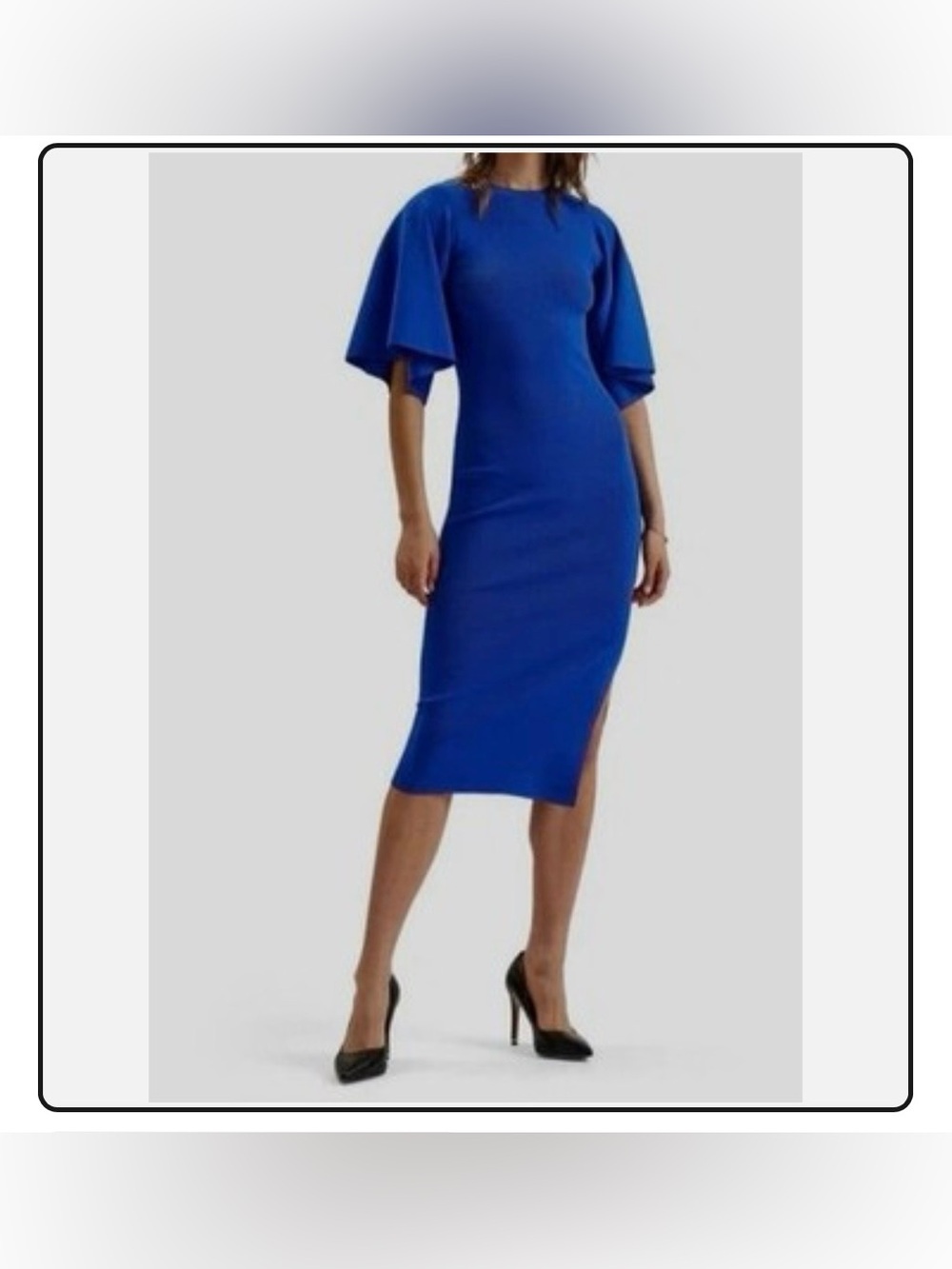 NWT Ted Baker Lounia Fluted Sleeve Knitted Bodycon Midi Dress, in Cobalt Size 2